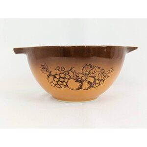 Vintage Pyrex Old Orchard 7" Cinderella Mixing Bowl | Brown Kitchen MCM Decor
